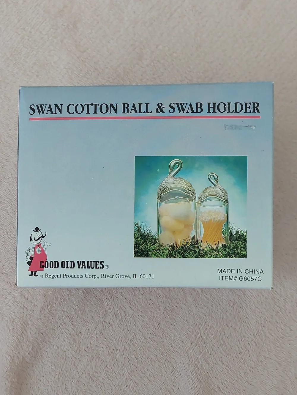 SWAN Cotton Ball & Swab Holder NIB